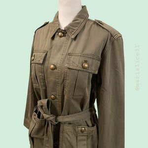 NWT•Madewell Olive Green Women's Belted Jacket. Small. Measurements in pictures.